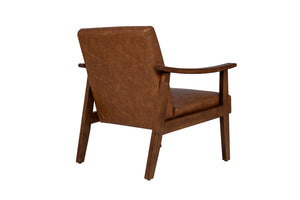English Elm Stylish Mid-Century Faux Leather Accent Chair with Wooden Frame, Sloped Arms and Padded Seat Brown 27 L x 13 W x 23 H B011P369874