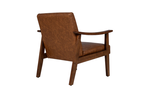 English Elm Stylish Mid-Century Faux Leather Accent Chair with Wooden Frame, Sloped Arms and Padded Seat Brown 27 L x 13 W x 23 H B011P369874