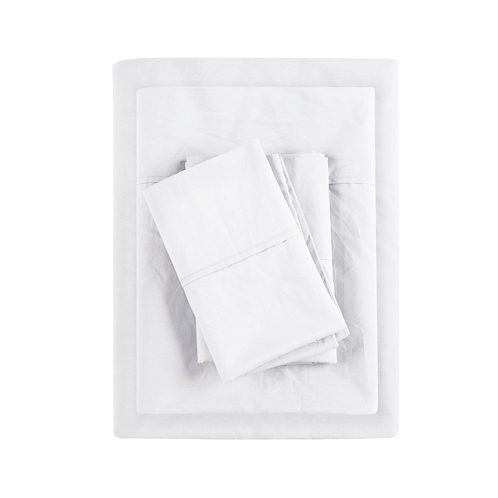 JLA Home Madison Park - 200 Cotton Percale Sheets — 200TC Breathable, Lightly Brushed, Hypoallergenic Deep-Pocket Set for Cool Sleep MP20-5404