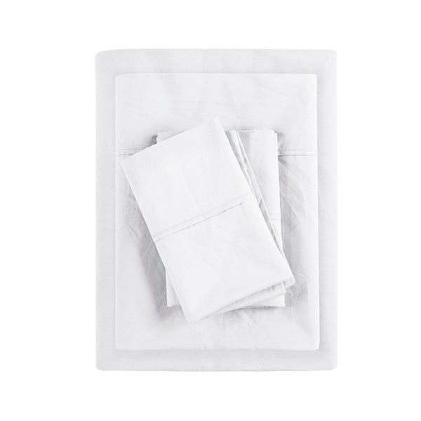 JLA Home Madison Park - 200 Breathable Cotton Percale Sheet Set — 200TC Lightly Brushed, Hotel-Feel, Hypoallergenic, Deep-Pocket Finish White MP20-5401