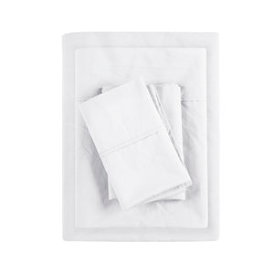 JLA Home Madison Park - 200 Breathable Cotton Percale Sheet Set — Lightly Brushed, Hotel-Quality Softness for Cool Sleep White MP20-5399