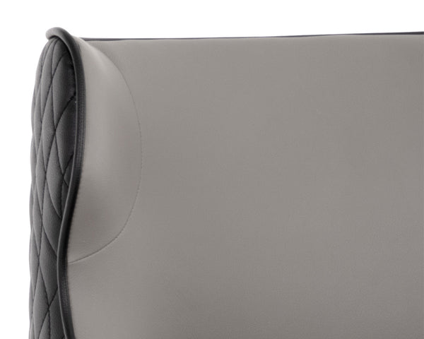 Sunpan Gianni Stylish Faux Leather Barstool with Elegant Diamond Stitching and Black Wood Legs Dillon Stratus / Dillon Black