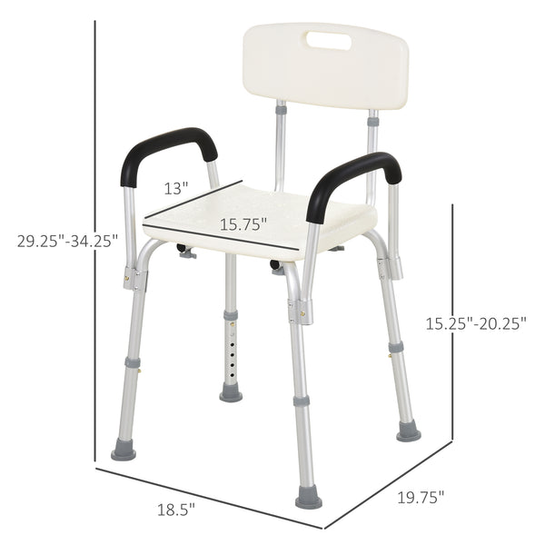 English Elm HOMCOM Adjustable Shower Chair with Removable Armrests, Lightweight Aluminum Bath Bench, Anti-Slip Seat W2225P173932