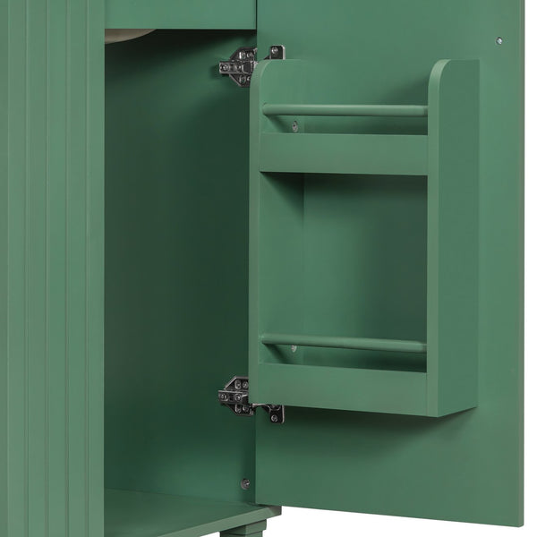 English Elm Christopher Knight Home® - 24" Retro Bathroom Vanity with Ceramic Sink, Solid Wood Frame, Soft-Close Door, Ample Storage Green N759P293645F