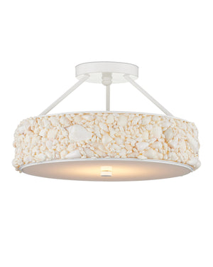 Currey & Company Turbinella Semi-flush Mount Light Fixture - Coastal Seashell Design With Led Diffuser For Ambient Glow Ivory Shells ,Wrought Iron ,Acrylic 9000-1324-currey-company