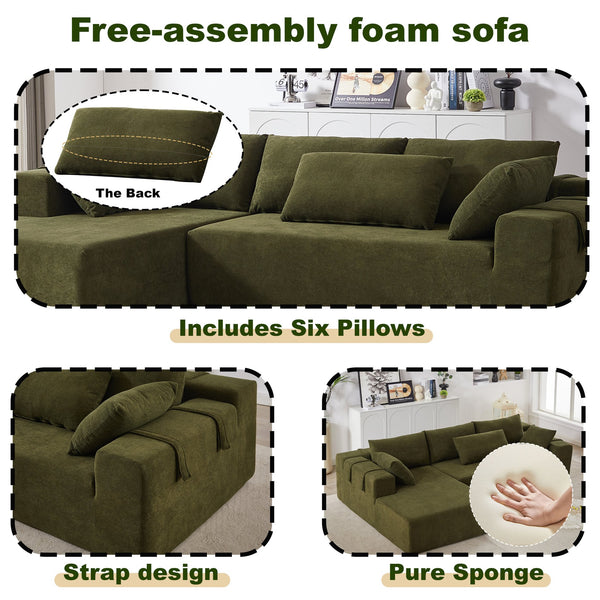 English Elm Modern Chenille Upholstered Sectional Sofa Set - L-Shaped 108" Couch With 6 Pillows For Flexibility W834S00396