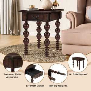 English Elm Solid Wood Coffee Table Set with Drawer Vintage-Inspired Acacia Veneer, Sturdy Rubberwood Legs, Easy No-Tool Assembly Espresso W1202S00014