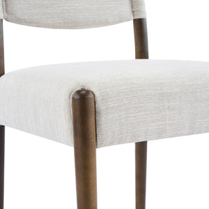 English Elm Mid-century Modern Linen Blend Dining Chairs Rubberwood Legs Sculptural Backrest Set of 2 Beige,Walnut N768P442401W
