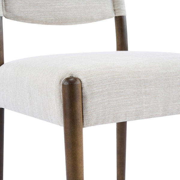 English Elm Mid-century Modern Linen Blend Dining Chairs Rubberwood Legs Sculptural Backrest Set of 2 Beige,Walnut N768P442401W