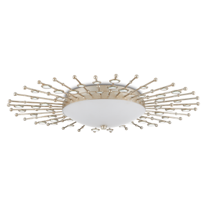 Planisphere Modern Silver Flush Mount Light Fixture with Beveled Glass and Dimmable LED Technology
