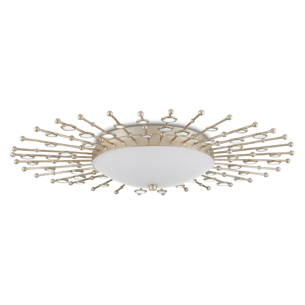 Planisphere Modern Silver Flush Mount Light Fixture with Beveled Glass and Dimmable LED Technology