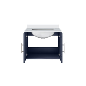 English Elm Navy Blue Bath Vanity - 24" W X 22" D With White Quartz Top For Modern Elegance & Storage Solution B2731P258562