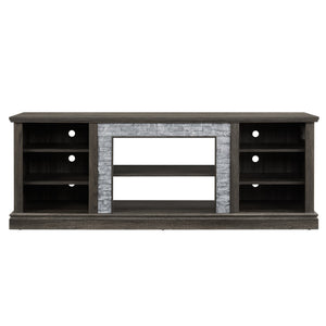 English Elm Large TV Stand with Faux Stacked Stone Surround, 75" TV Media Console with Ample Storage & Cable Management Grey W1758P187680