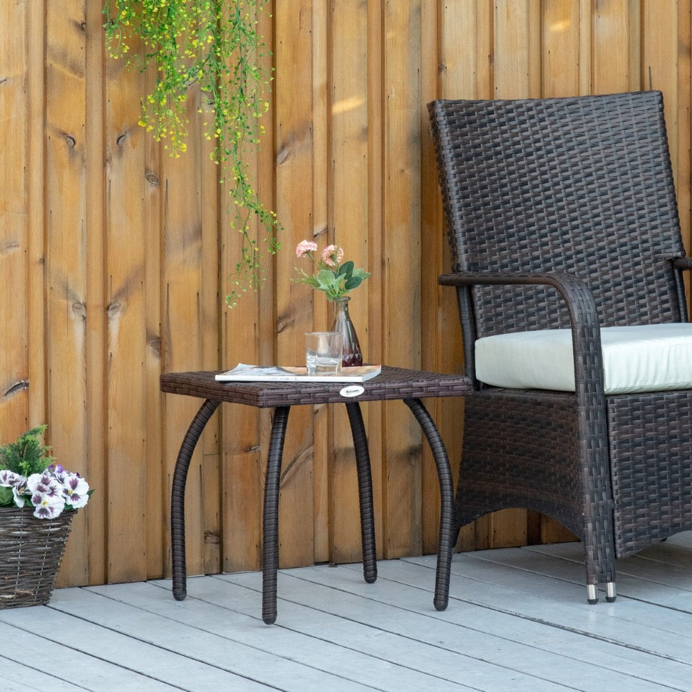 English Elm Outdoor Handwoven Pe Rattan Square Side Table for Balcony Patio and Backyard Use W2225P174040