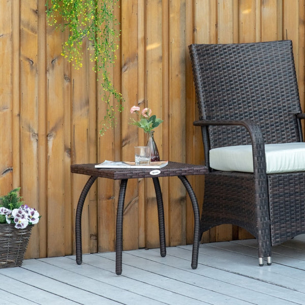 English Elm Outdoor Handwoven Pe Rattan Square Side Table for Balcony Patio and Backyard Use W2225P174040