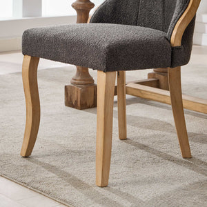 English Elm Snow velvet dining chair with plush breathable upholstery, mid-century wood trim and sculpted legs comfort and style Gray W1143P332692