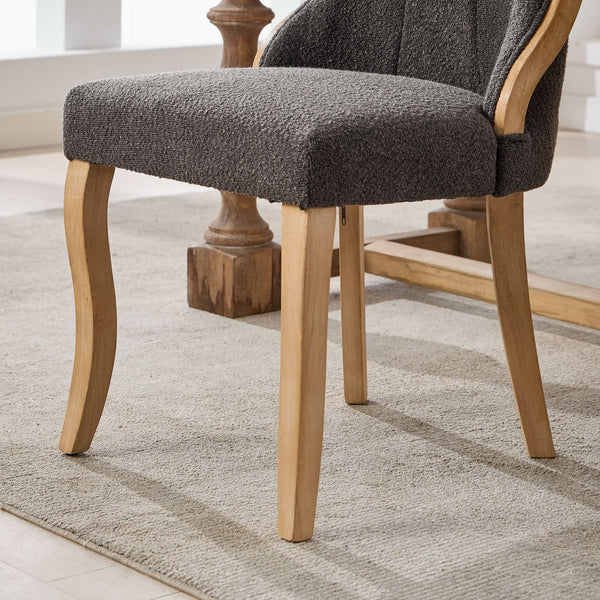 English Elm Snow velvet dining chair with plush breathable upholstery, mid-century wood trim and sculpted legs comfort and style Gray W1143P332692