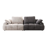 English Elm 86.6″ Large Size Two Seat Sofa,Modern Upholstered,Beige Paired With Grey Suede Fabric