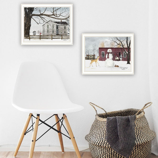 English Elm Trendy Decor 4u Billy Jacobs Pastoral Winter Two Panel Framed Wood Wall Art Set B067P255222