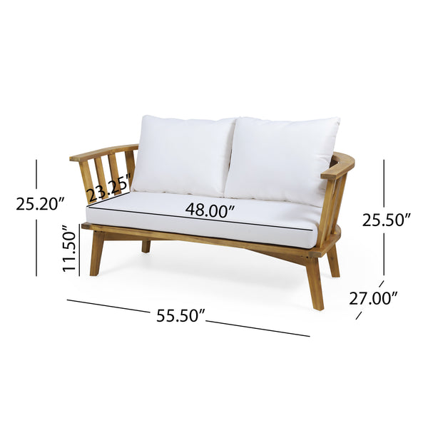 English Elm Christopher Knight Home® - 4-Pieces Acacia Wood Patio Furniture Set - Stylish Outdoor Seating With Soft Cushions & Coffee Table 64851.00WHI-2_70334.00WHI_70335.00