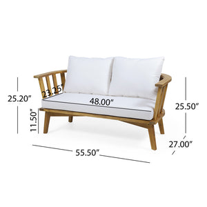English Elm Christopher Knight Home® - 4-Pieces Acacia Wood Patio Furniture Set - Stylish Deep Seating Conversation Set With Coffee Table, Cushions 64851.00WHI-2_70334.00WHI_70336.00