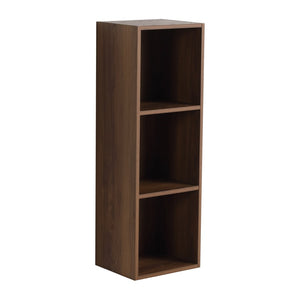 English Elm 12 Inch Wall Mounted Three Tier Storage Shelf Brown Ebony Finish for Bathroom Study W1972P457976