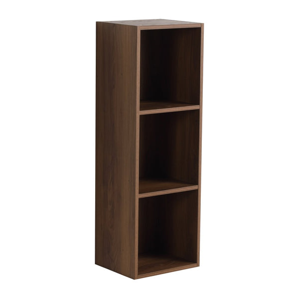 English Elm 12 Inch Wall Mounted Three Tier Storage Shelf Brown Ebony Finish for Bathroom Study W1972P457976
