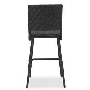 English Elm Christopher Knight Home® - 29" PE Rattan Armless Barstools Set of 2 – Weather-Resistant Wicker Seats with Curved Footrests for Patio Comfort Dark Brown N772P236603D