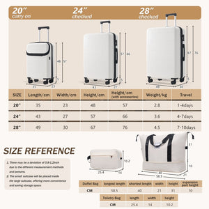 English Elm Luggage 5 Piece Hardside Abs Set with Front Access Carry on and Tsa Spinner Wheels White N732P391557K