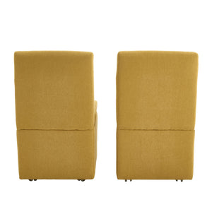 English Elm COOLMORE Swivel Rolling Dining Chair with Hidden Storage, Linen Upholstered 4-Wheel Multiuse Seat Yellow W1539P277681