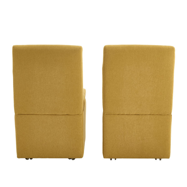 English Elm COOLMORE Swivel Rolling Dining Chair with Hidden Storage, Linen Upholstered 4-Wheel Multiuse Seat Yellow W1539P277681