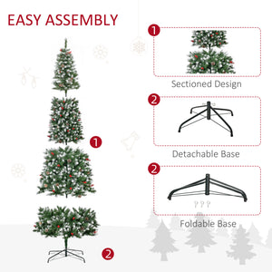 English Elm Homcom 9Ft Pre-Lit Snow-Dipped Christmas Tree With 460 Led Lights, Pine Cones, Berries & More! W2225P229460