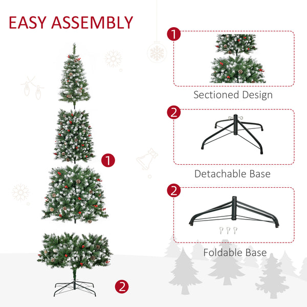English Elm Homcom 9Ft Pre-Lit Snow-Dipped Christmas Tree With 460 Led Lights, Pine Cones, Berries & More! W2225P229460