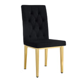 English Elm 4 Piece Dining Chairs.The Gold Metal Legs Complement The Black Velvet, Showcasing A Perfect Blend Of Modern and Classic Elements.Suitable For Various Occasions Such As Kitchens,Conference Rooms, Etc.