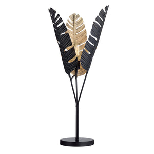 Crestview Collection 34"H Striking Black And Gold Embossed Palm Fronds Table Lamp – Elegant Design & Warm Glow   Cvazer179