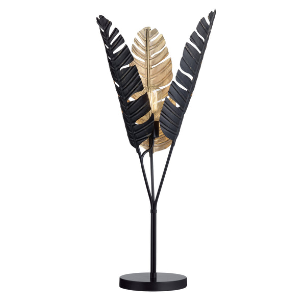 Crestview Collection 34"H Striking Black And Gold Embossed Palm Fronds Table Lamp – Elegant Design & Warm Glow   Cvazer179