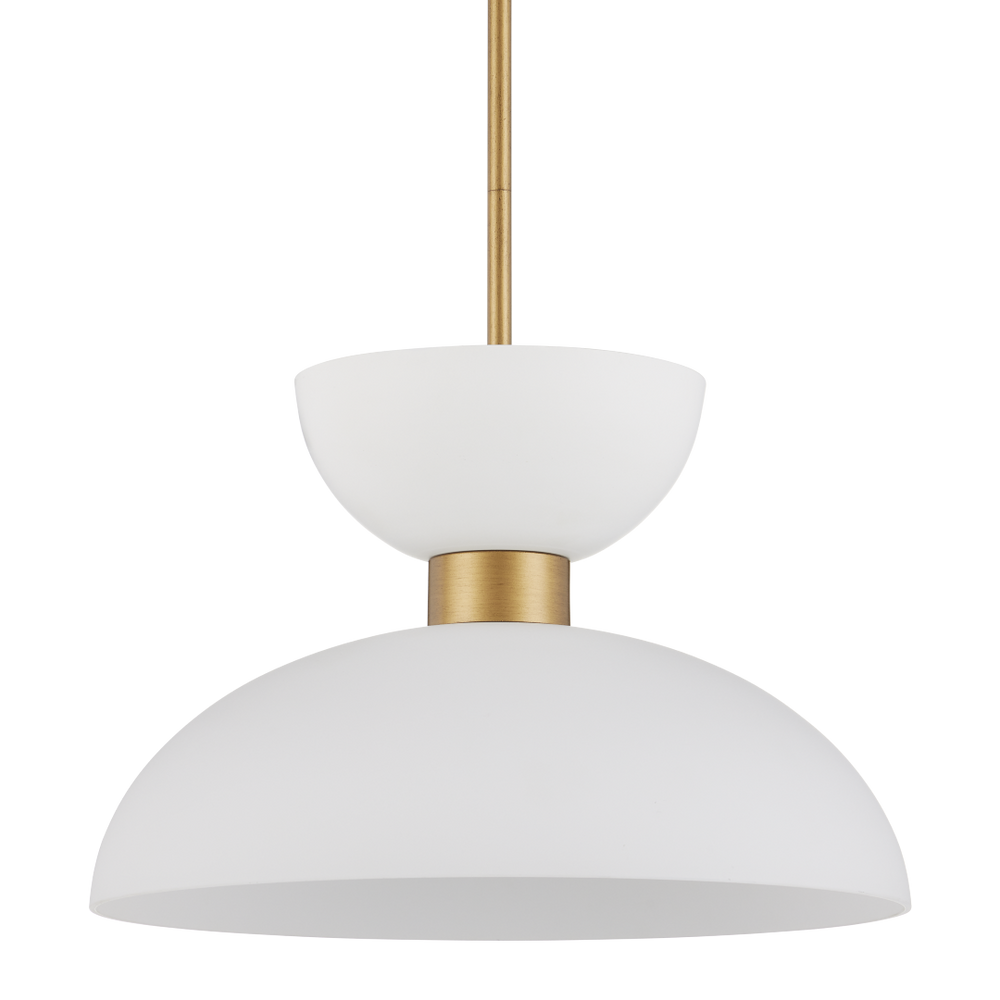 Zevio Modern White Pendant Light - Elegant Frosted Glass & Brass Finish, Adjustable Height Design