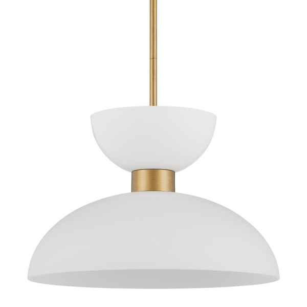 Zevio Modern White Pendant Light - Elegant Frosted Glass & Brass Finish, Adjustable Height Design