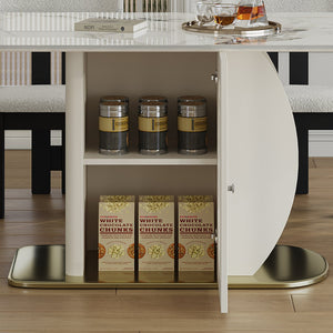 English Elm 63 Modern 5-Piece Dining Set with Burnt Sintered Stone Top, Gold Solid Wood Base & Velvet Chairs W2700S00066