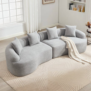 English Elm Curved Boneless Sofa modular 110" sectional with high-density foam & spring core, kid‑friendly curves, no assembly required for easy moving and cozy lounging Grey W2231S00007