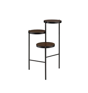 English Elm Namid Multi-Tier Foldable Black Plant Stand with 3 Open Wood Veneer Shelves, Metal Frame, 10lb Limit B2726P287568