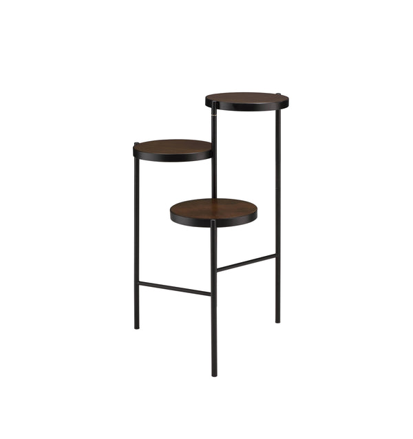 English Elm Namid Multi-Tier Foldable Black Plant Stand with 3 Open Wood Veneer Shelves, Metal Frame, 10lb Limit B2726P287568