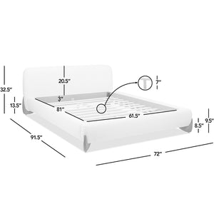 English Elm Jennifer Taylor Home - Alpine Cozy Queen Platform Bed In Ivory White Boucle With Rounded Headboard & Solid Wood Legs B2719P281849