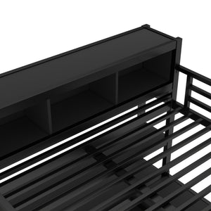 English Elm Metal Loft Bed With Wardrobe, L-Shaped Desk & Storage Cubes - Stylish Space-Saving Queen Solution W1580S00109