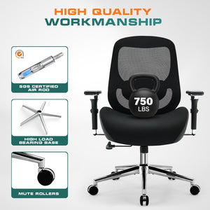 English Elm Big Tall Ergonomic Mesh Office Chair with 4d Armrests and Lumbar Support 750 Lb W1521P478259