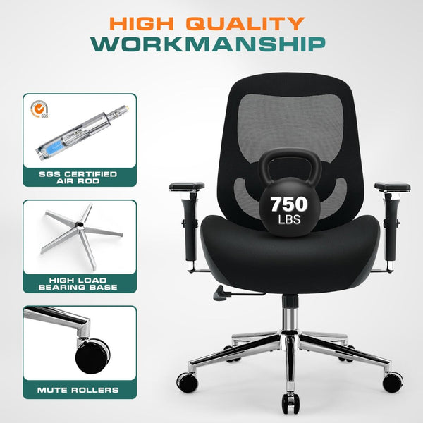English Elm Big Tall Ergonomic Mesh Office Chair with 4d Armrests and Lumbar Support 750 Lb W1521P478259