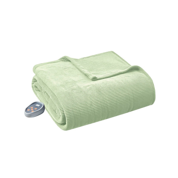 JLA Home Beautyrest - Heated Beautyrest Micro Fleece Electric Blanket — ultra-soft, OEKO-TEX, 20 heat settings, 10hr auto shutoff Green BR54-0189