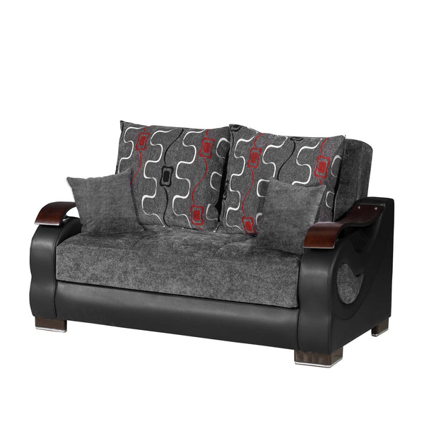 English Elm PrimeNest Urbanova Upholstered Convertible Loveseat with Storage, Gray Chenille, Sleeper & Compact Comfort B030P282384