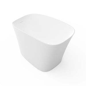 English Elm 51-inch Solid Surface Freestanding Soaking Tub with Integrated Seat Matte White Finish W1613P410199