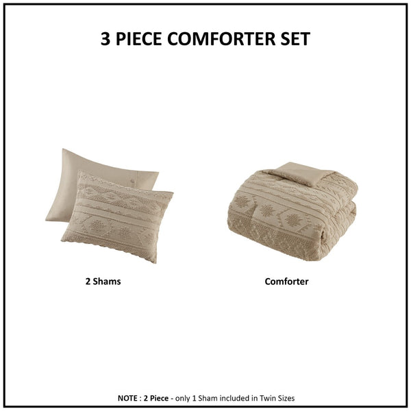 English Elm 2 Piece Chenille Tufted Jacquard Comforter Set Heavyweight Southwestern Boho Bedding B035P319508